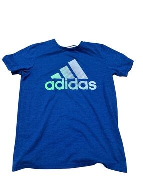 adidas Blue Tee with Light Blue and Neon Green Logo